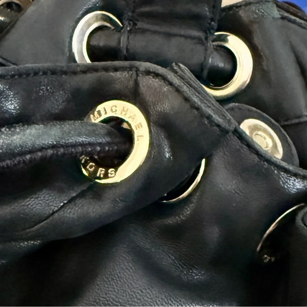 Michael‎ Kors Black Leather Handbag with Gold Accents